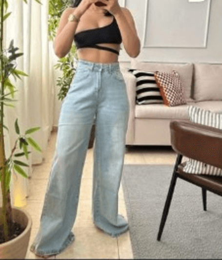 Jean wide leg de cintura alta